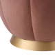 Dusty Pink Velvet Channel Tufted Round Footstool Ottoman